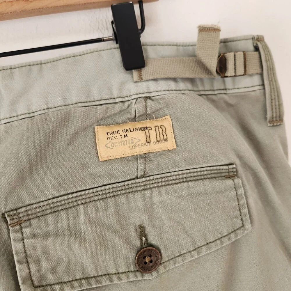 True Religion Green Special Ops Cargo Pants Utility Safari Y2K Military Army 40